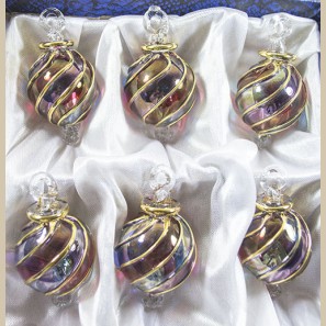 1.4" Blown Glass Egyptian Christmas Ornaments - Set of 6 Ornaments